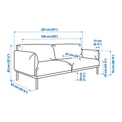 Measurement Illustration - ÄPPLARYD 3-seat sofa