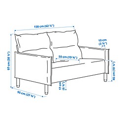 Ilustración de medidas - MANNARP sofá de 2 plazas
