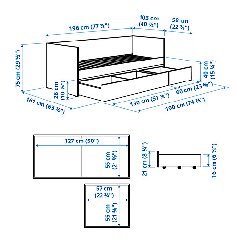 VIHALS, day-bed frame with storage. 11 of 11 open dialog