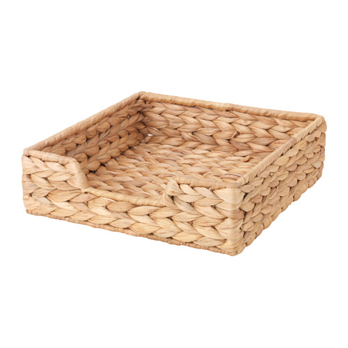 Cesta de mimbre CISSAN, beige, cuadrada, tejida a mano con jacinto de agua.
