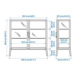 Measurement Illustration - MILSBO glass-door cabinet