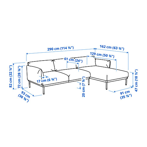 ÄPPLARYD, 3-seat sofa with chaiselongue. 6 of 7 open dialog