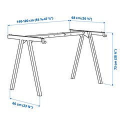 Measurement Illustration - TROTTEN underframe for table top