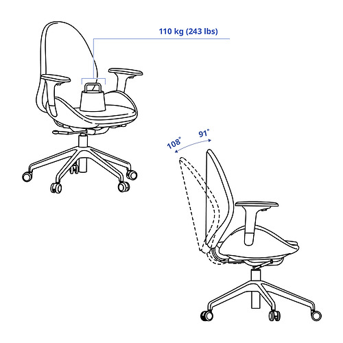 HATTEFJÄLL, silla de trabajo con reposabrazos. 11 de 11 abrir diálogo