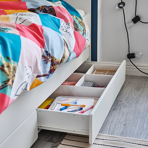 SLÄKT, cama inferior con almacenaje con tablillas LURÖY. 4 de 6 abrir diálogo