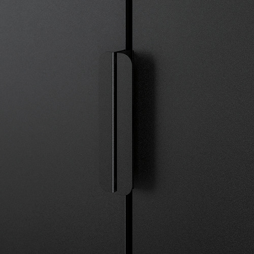 Borde de la puerta del gabinete de metal negro, acabado liso y elegante, duradero y resistente.