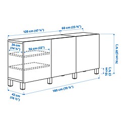 Ilustración de medidas - BESTÅ vitrina