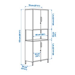 Ilustración de medidas - TROTTEN armario con puertas