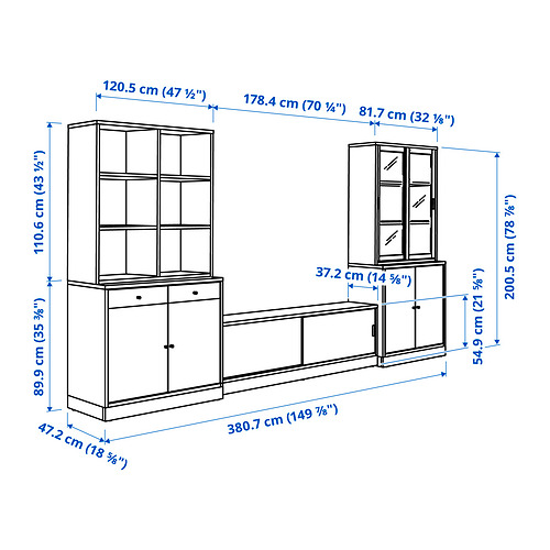 Measurement Illustration - TONSTAD TV storage combination