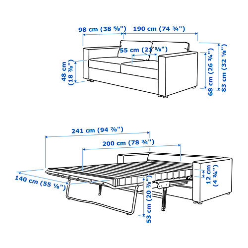 VIMLE, 2-seat sofa bed. 13 of 15 open dialog