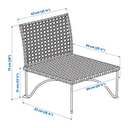 Ilustración de medidas - JUTHOLMEN módulo de 1 asiento, exterior