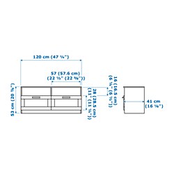 Measurement Illustration - BRIMNES/LAIVA TV bench