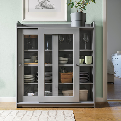 HAUGA, glass-door cabinet. 3 of 9 open dialog