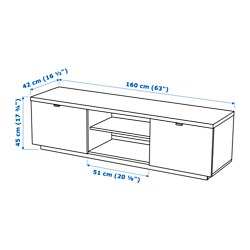 Ilustración de medidas - BYÅS banco para TV