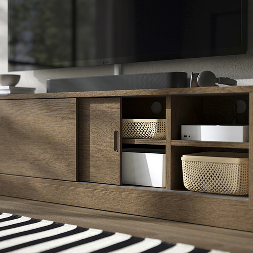 TONSTAD, TV storage combo with sliding doors. 3 of 6 open dialog