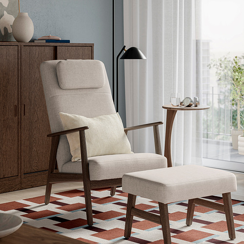 EKENÄSET, high-back armchair and footstool. 2 of 7 open dialog