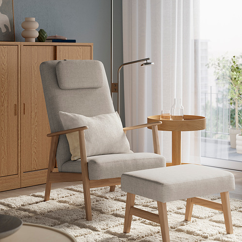 EKENÄSET, high-back armchair and footstool. 2 of 7 open dialog