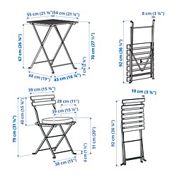 Measurement Illustration - TÄRNÖ table+2 chairs, outdoor