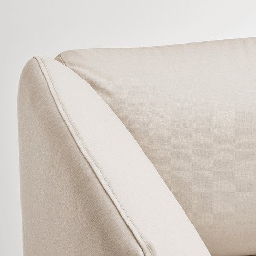 Modern, beige modular sofa corner, showcasing sleek, clean lines. Upholstered in smooth, high-quality polyester fabric, comfy and inviting.