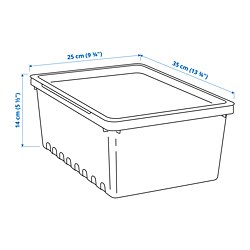 Ilustración de medidas - UPPSNOFSAD caja de almacenaje con tapa