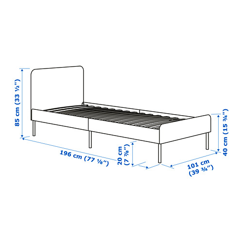 SLATTUM, cama Twin tapizado. 8 de 8 abrir diálogo