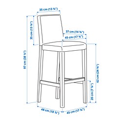 Measurement Illustration - BERGMUND bar stool with backrest