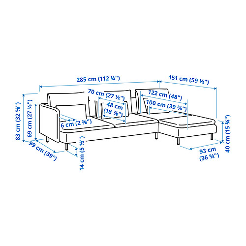 SÖDERHAMN, sectional, 4-seat with chaise. 8 of 8 open dialog
