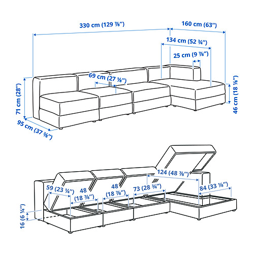 JÄTTEBO, sofá modular 4.5 plazas con chaiselongue derecha. 11 de 11 abrir diálogo