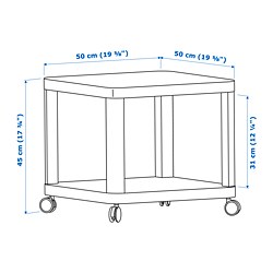 Measurement Illustration - TINGBY side table on casters