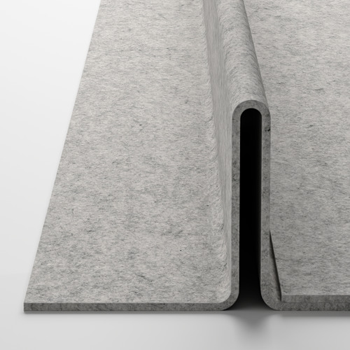 Un primer plano de un tabique plegable de tela gris. La textura es suave y duradera, ideal para el diseño de interiores.