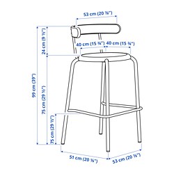 Measurement Illustration - YNGVAR bar stool