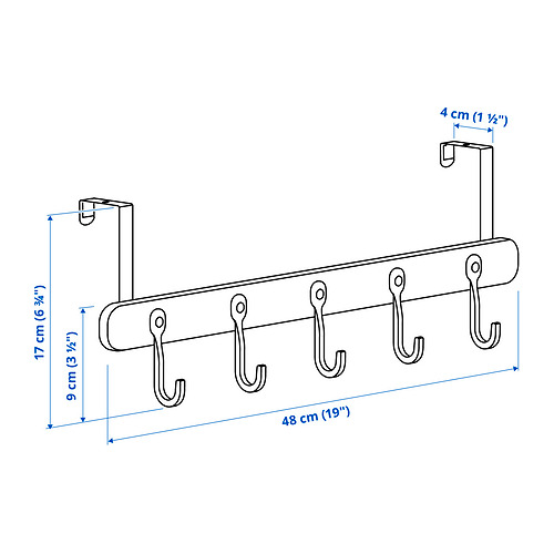 Measurement Illustration - ÅRSJÖN wall/door rack with knobs