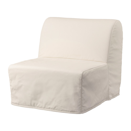 Una funda de sofá LYCKSELE beige. Es de forma cuadrada, minimalista y está hecha de algodón.