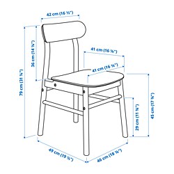 Ilustración de medidas - NORDEN/RÖNNINGE Mesa de alas abatibles y 2 sillas