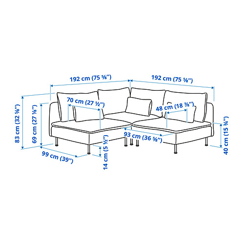 SÖDERHAMN, 3 seat corner sofa. 6 of 6 open dialog