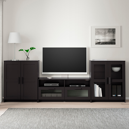 BRIMNES, TV storage combination/glass doors. 2 of 6 open dialog
