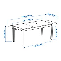 Measurement Illustration - ÅLHULT/NORDMANSSKÄR table and 6 chairs