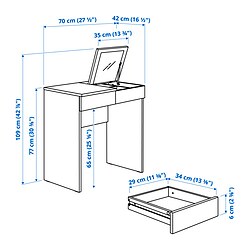 Measurement Illustration - BRIMNES dressing table