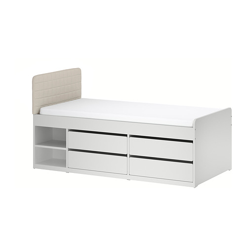 SLÄKT, bed with 4 drawers and headboard. 1 of 4 open dialog
