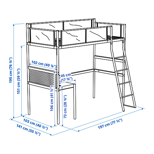 VITVAL, estructura de cama alta con tablero. 2 de 7 abrir diálogo