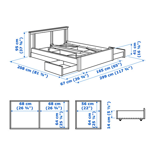 SONGESAND, bed frame with 4 storage boxes. 11 of 11 open dialog