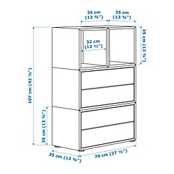 Measurement Illustration - EKET storage combination with feet