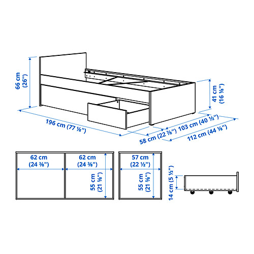 VIHALS, bed frame with 2 storage boxes. 8 of 8 open dialog