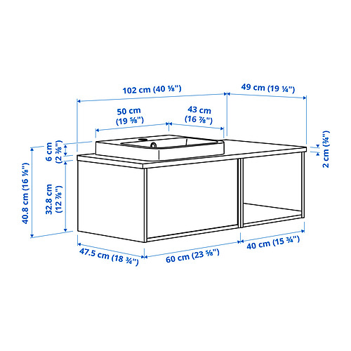 ÄNGSJÖN / BACKSJÖN, Bathroom vanity with drawer. 8 of 8 open dialog