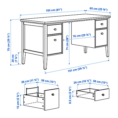 Measurement Illustration - GULLABERG/ALEFJÄLL desk and chair