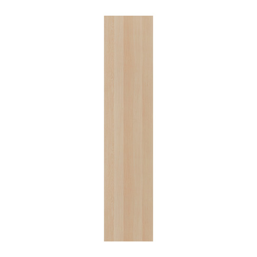 Una puerta FORSAND. Es rectangular, de color claro, con textura de madera. Hecho de tableros de partículas y lámina, tiene una bisagra de cierre suave.