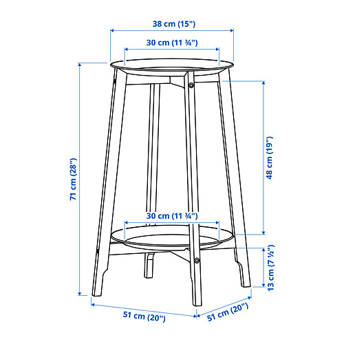 Measurement Illustration - ALPVIDE plant stand