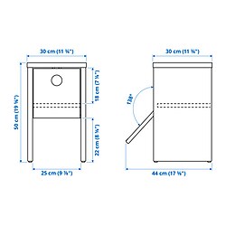Ilustración de medidas - IKEA PS 2026 mesita de noche