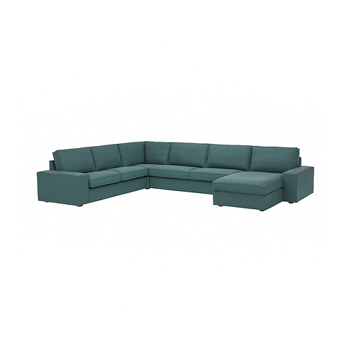 Sofá modular KIVIK verde azulado; Lujoso, estilo esquina con reposabrazos extraíbles, acogedor y acogedor.