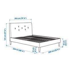 Measurement Illustration - IDANÄS upholstered King bed